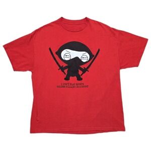 Y2K Family Guy Stewie Griffin Killer Ninja T-Shirt Mens 2XL Red Cartoon Tee